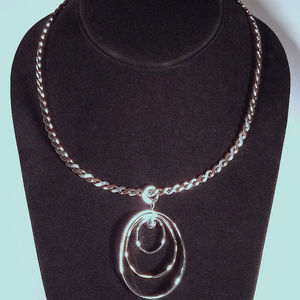 Two-tone geometric ovals slide pendant & choker